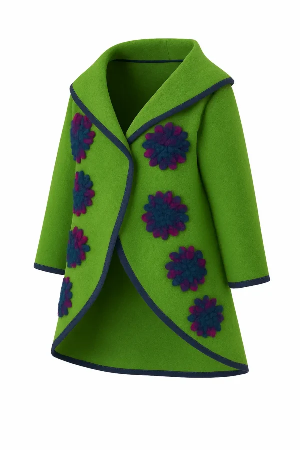 Poncho din lână cu model înflorat P11