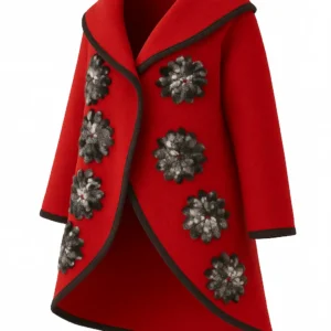 Poncho din lână cu model înflorat P12