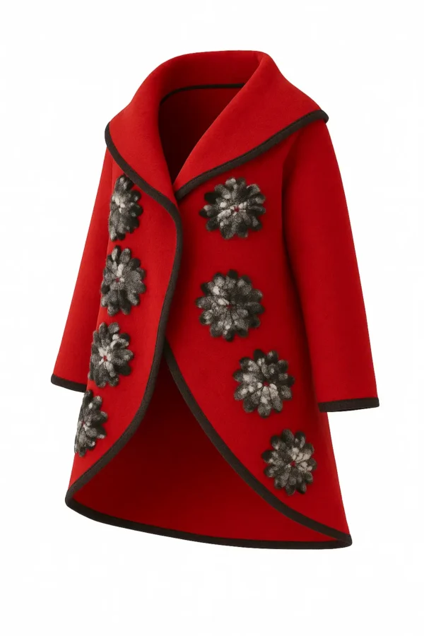 Poncho din lână cu model înflorat P12