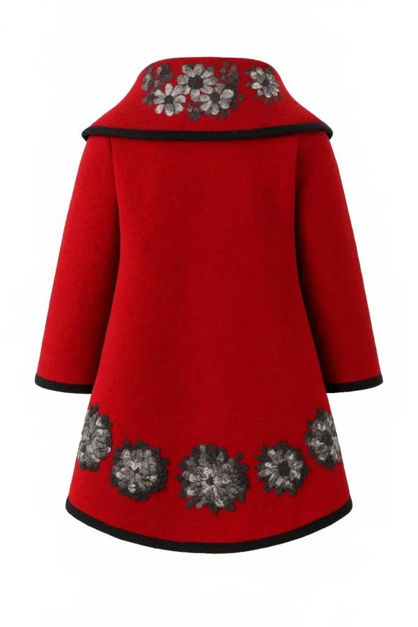 Poncho din lână cu model înflorat P12 - imagine 3