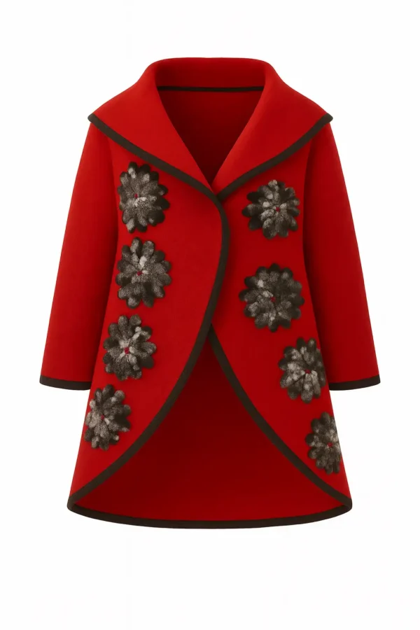 Poncho din lână cu model înflorat P12 - imagine 2