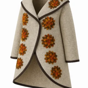 Poncho din lână cu model înflorat P13
