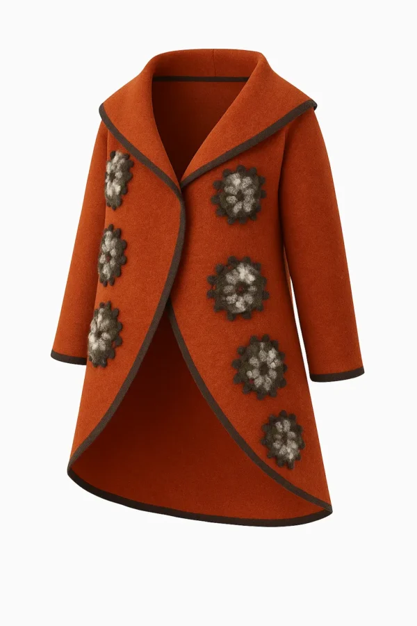 Poncho din lână cu model înflorat P14