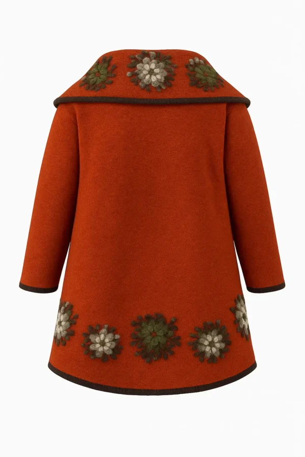 Poncho din lână cu model înflorat P14 - imagine 3