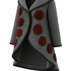 Poncho din lână cu model înflorat P15