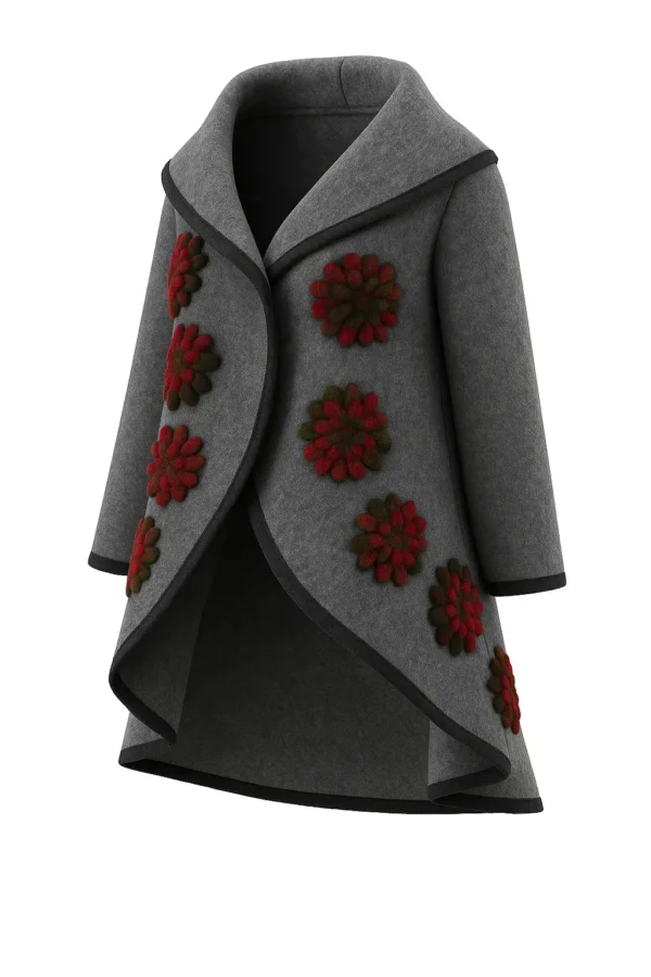 Poncho din lână cu model înflorat P15