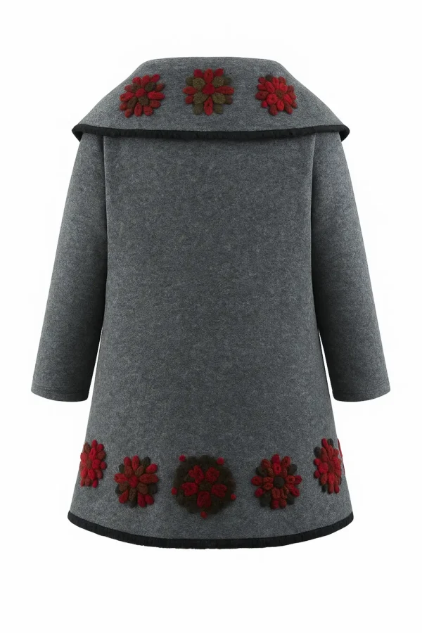 Poncho din lână cu model înflorat P15 - imagine 3