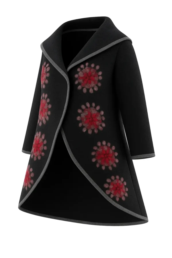 Poncho din lână cu model înflorat P16