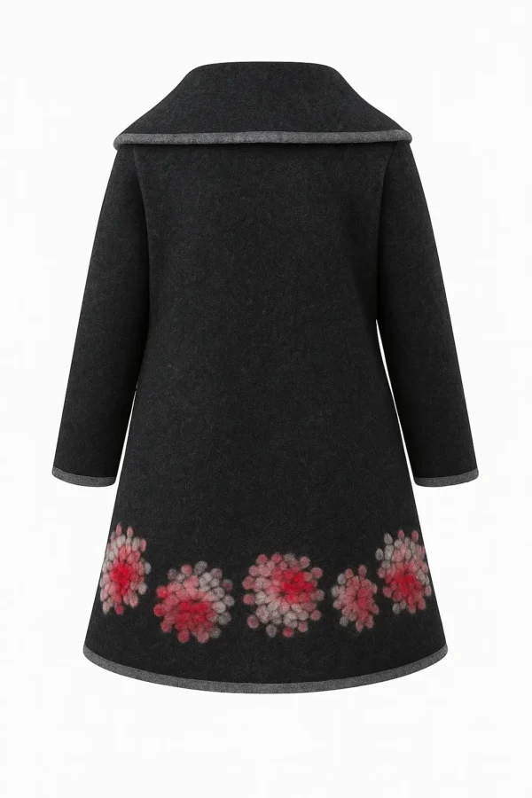Poncho din lână cu model înflorat P16 - imagine 3