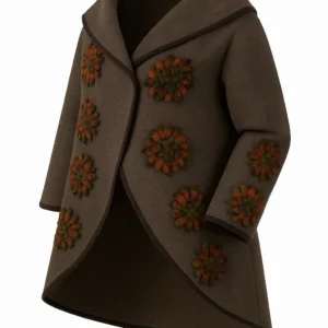 Poncho din lână cu model înflorat P17