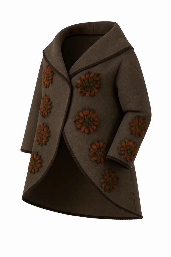 Poncho din lână cu model înflorat P17