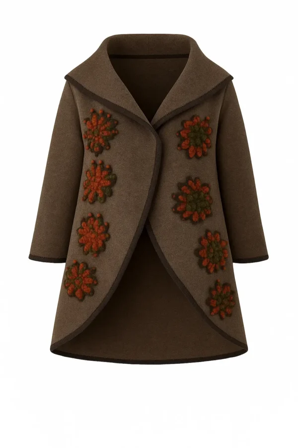 Poncho din lână cu model înflorat P17 - imagine 2