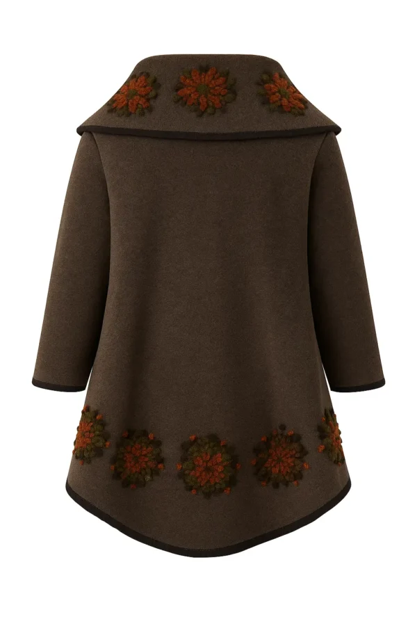 Poncho din lână cu model înflorat P17 - imagine 3