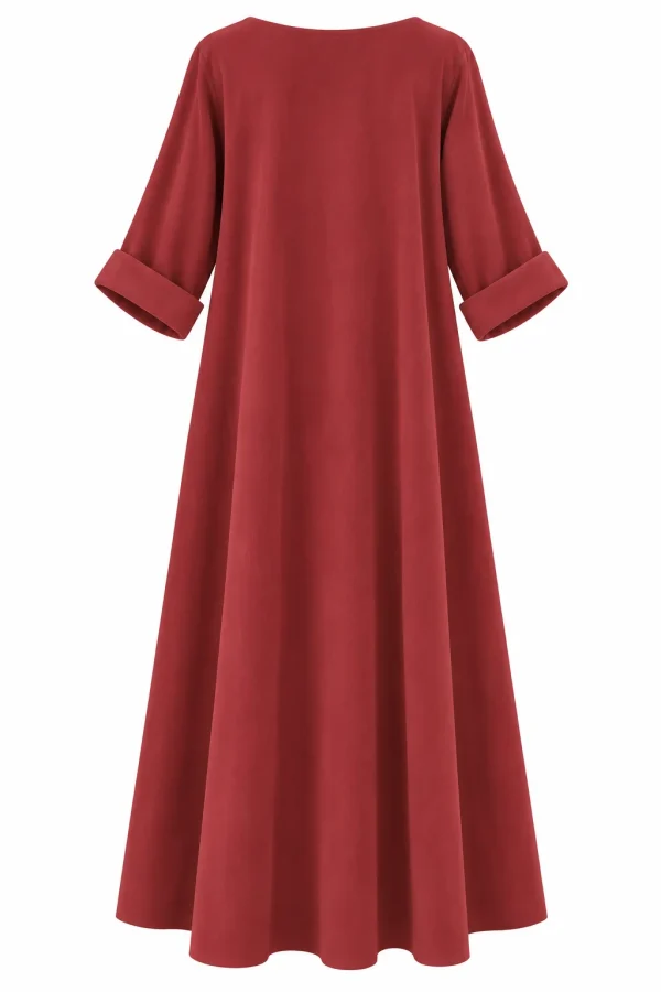 Rochie lungă din raiat subțire cu floare decorativă RAF03 - imagine 3