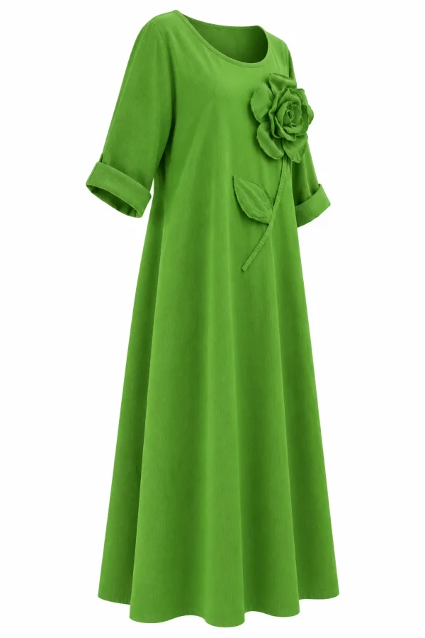 Rochie lungă din raiat subțire cu floare decorativă RAF04 - imagine 2