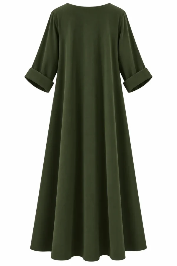 Rochie lungă din raiat subțire cu floare decorativă RAF05 - imagine 3
