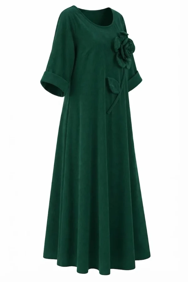 Rochie lungă din raiat subțire cu floare decorativă RAF06 - imagine 2