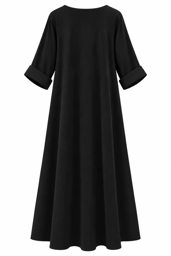 Rochie lungă din raiat subțire cu floare decorativă RAF07 - imagine 3