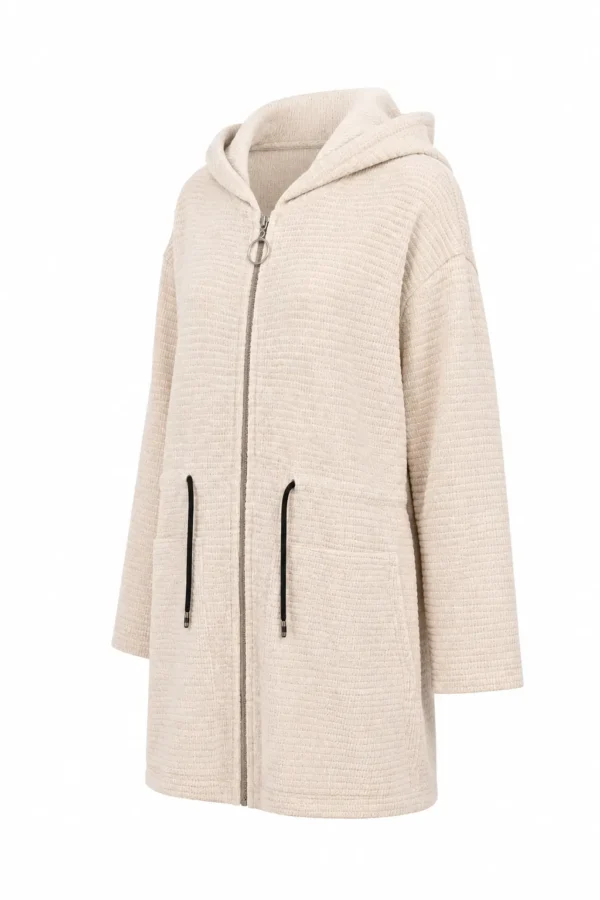 Cardigan lung cu glugă și fermoar RED05 - imagine 2