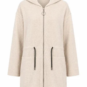 Cardigan lung cu glugă și fermoar RED05