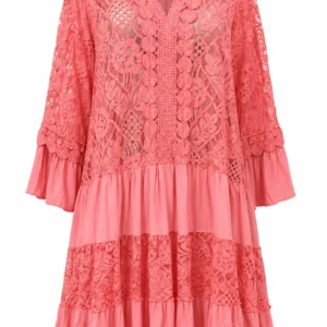 Rochie damă corai din dantelă RED84