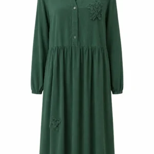 Rochie damă verde cu aplicații florale RED86