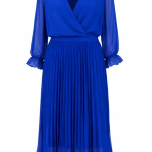 Rochie damă albastru electric cu fustă plisată RED90