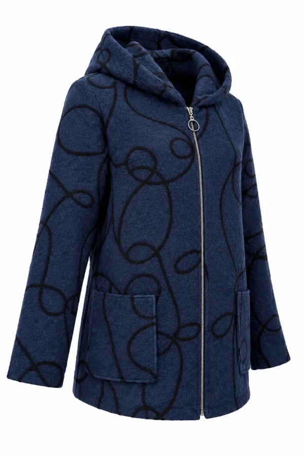 Cardigan din lână cu glugă și fermoar- Cod Produs C201B - imagine 2