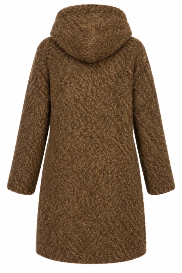 Cardigan damă cu glugă, fermoar și broșă decorativă CBP01 - imagine 3
