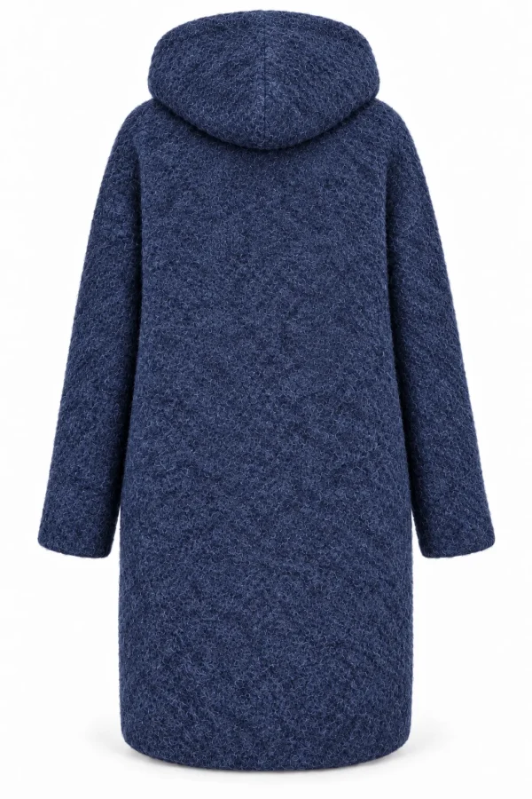 Cardigan damă cu glugă, fermoar și broșă decorativă CBP03 - imagine 3