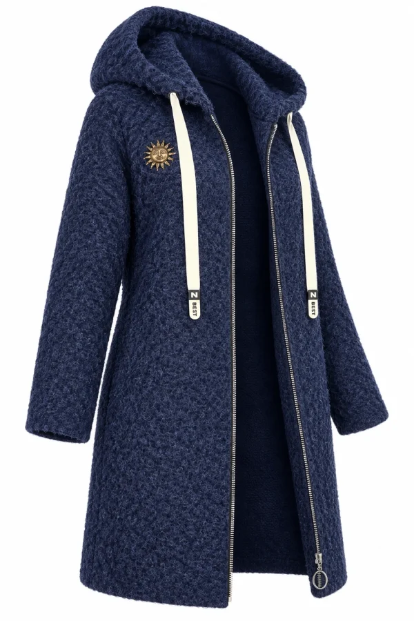 Cardigan damă cu glugă, fermoar și broșă decorativă CBP03 - imagine 2