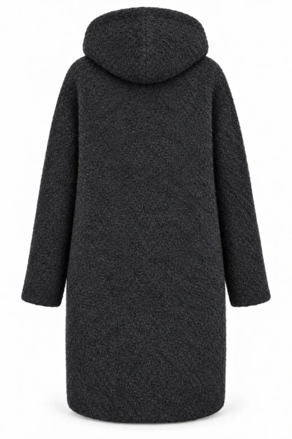 Cardigan damă cu glugă, fermoar și broșă decorativă CBP04 - imagine 3