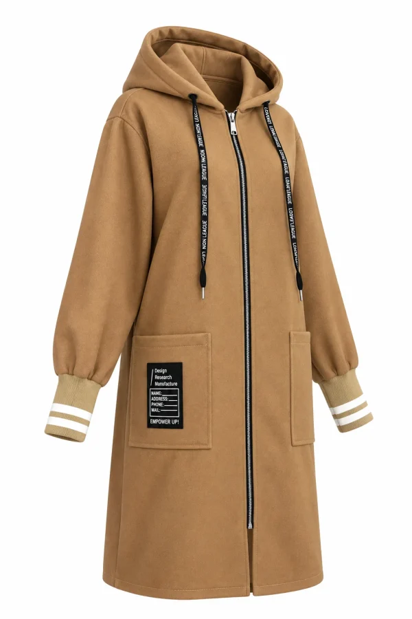 Cardigan damă lung cu glugă și mâneci din tricot CMT01 - imagine 2