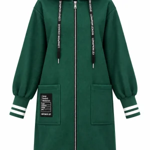 Cardigan damă lung cu glugă și mâneci din tricot CMT02