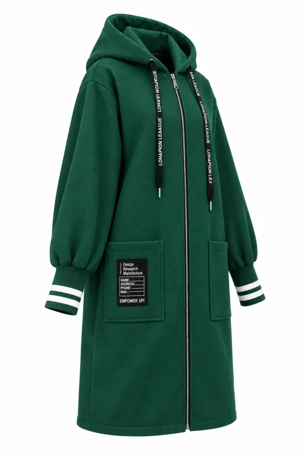 Cardigan damă lung cu glugă și mâneci din tricot CMT02 - imagine 2