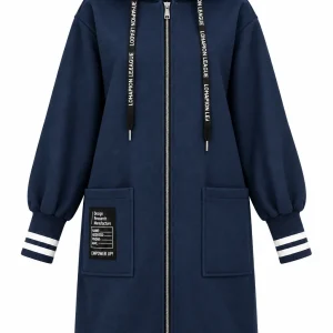 Cardigan damă lung cu glugă și mâneci din tricot CMT03