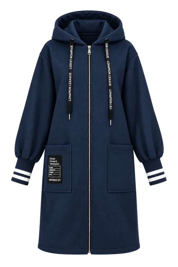 Cardigan damă lung cu glugă și mâneci din tricot CMT03
