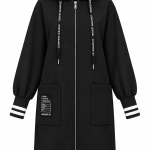 Cardigan damă lung cu glugă și mâneci din tricot CMT04