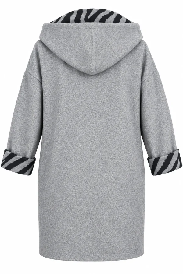 Cardigan damă cu glugă și interior animal print CZR01 - imagine 3