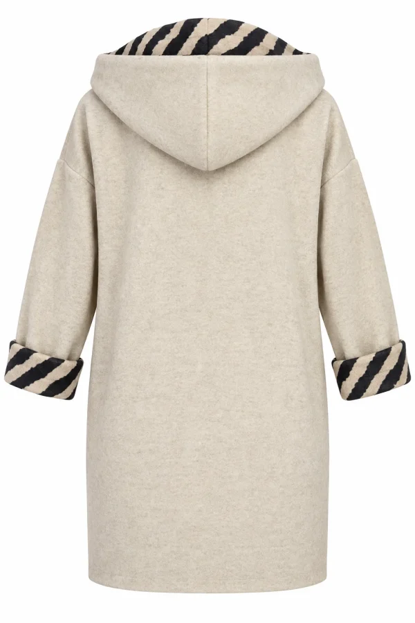 Cardigan damă cu glugă și interior animal print CZR02 - imagine 3