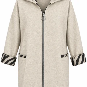 Cardigan damă cu glugă și interior animal print CZR02