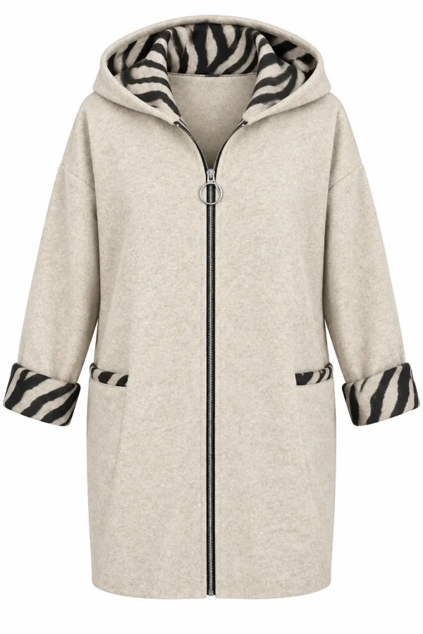Cardigan damă cu glugă și interior animal print CZR02