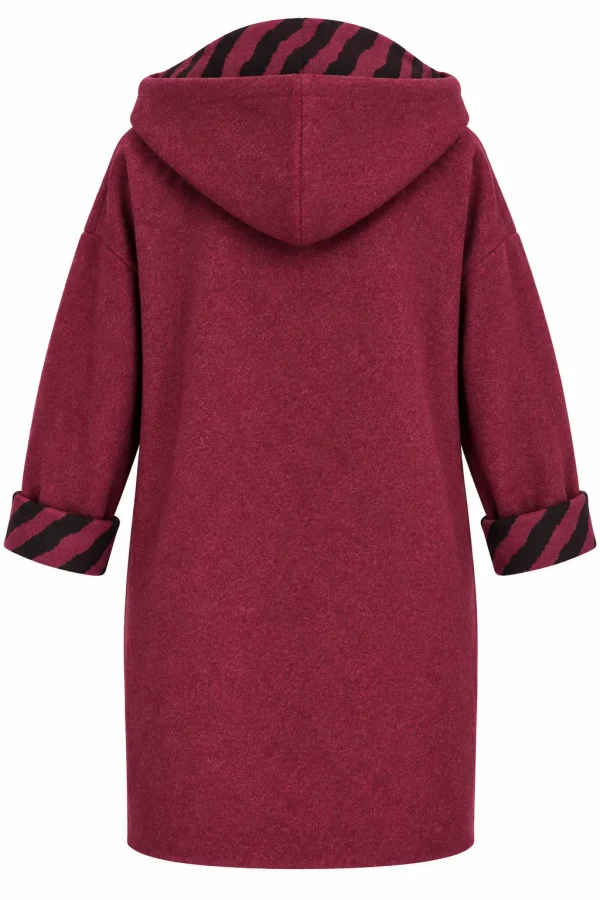Cardigan damă cu glugă și interior animal print CZR03 - imagine 3