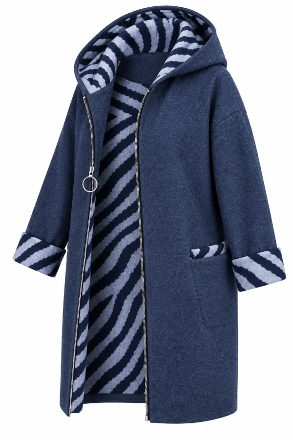 Cardigan damă cu glugă și interior animal print CZR04 - imagine 2