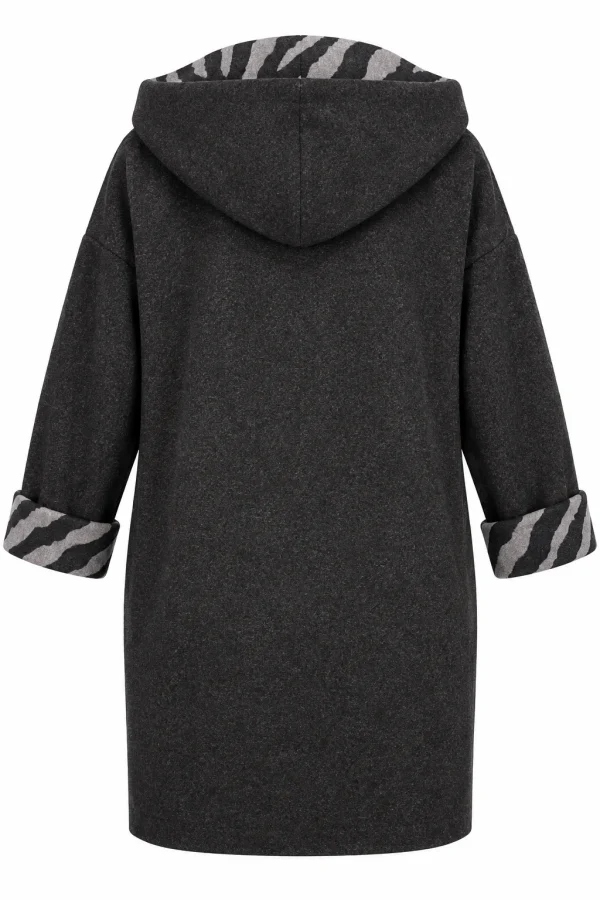Cardigan damă cu glugă și interior animal print CZR06 - imagine 3