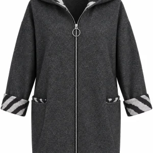 Cardigan damă cu glugă și interior animal print CZR06