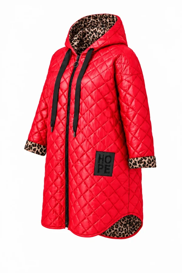 Geacă damă lungă elegantă din fâș J06R - imagine 3